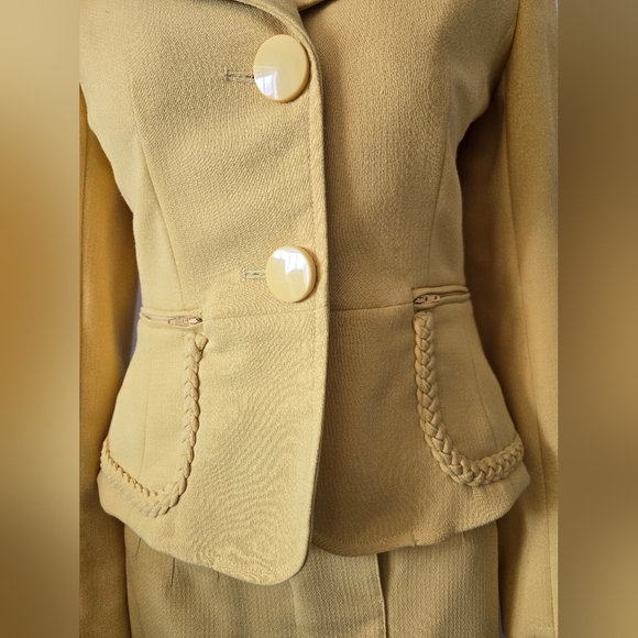 SANDRA ANGELOZZI Yellow Blazer and Skirt 2pc Set.Blazer 32/ Skirt 30 - Picture 3 of 16